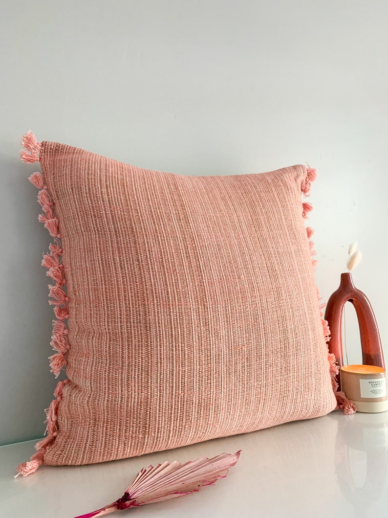 Minimalist Pillowcase, Pink Boho Pillowcase, Modern Throw Pillow, Authentic Decorative Pillow image 4