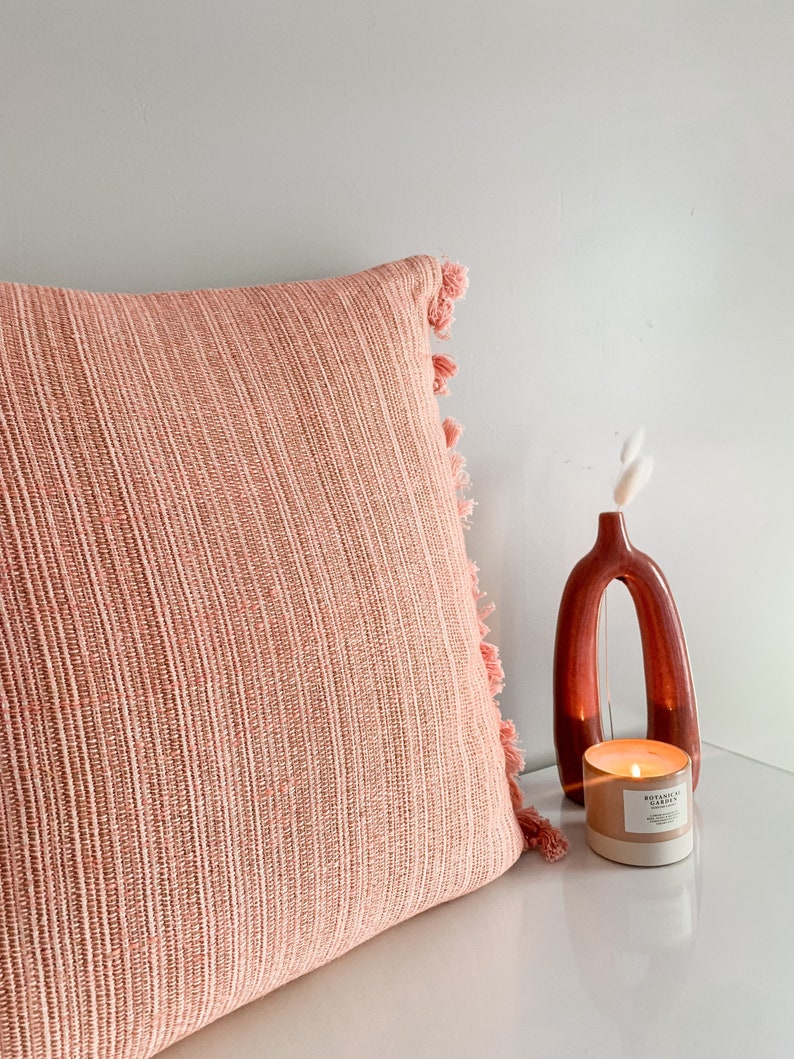 Minimalist Pillowcase, Pink Boho Pillowcase, Modern Throw Pillow, Authentic Decorative Pillow image 8