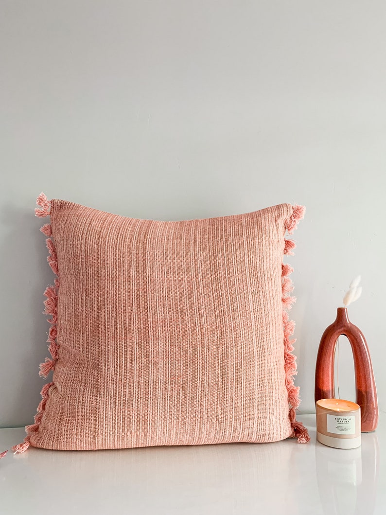 Minimalist Pillowcase, Pink Boho Pillowcase, Modern Throw Pillow, Authentic Decorative Pillow image 5