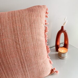 Minimalist Pillowcase, Pink Boho Pillowcase, Modern Throw Pillow, Authentic Decorative Pillow image 9