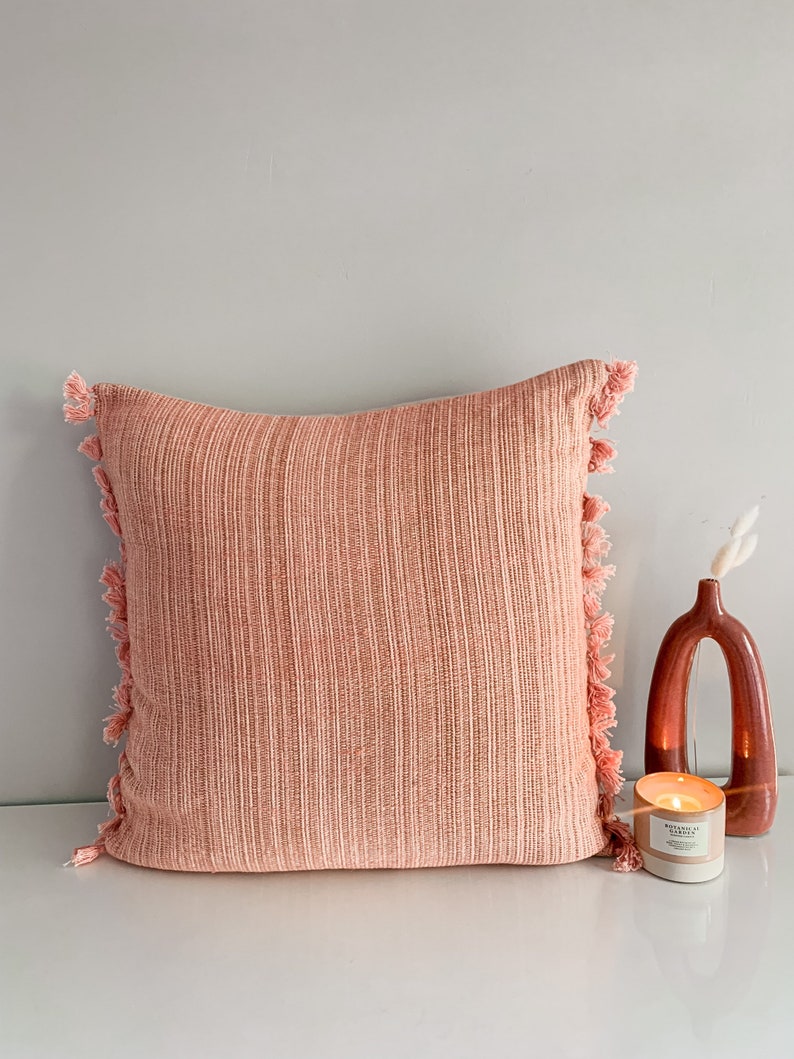 Minimalist Pillowcase, Pink Boho Pillowcase, Modern Throw Pillow, Authentic Decorative Pillow image 1