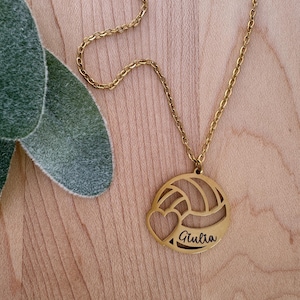 Custom Volleyball Necklace: Engraved Stainless Steel Pendant, Sports Gift