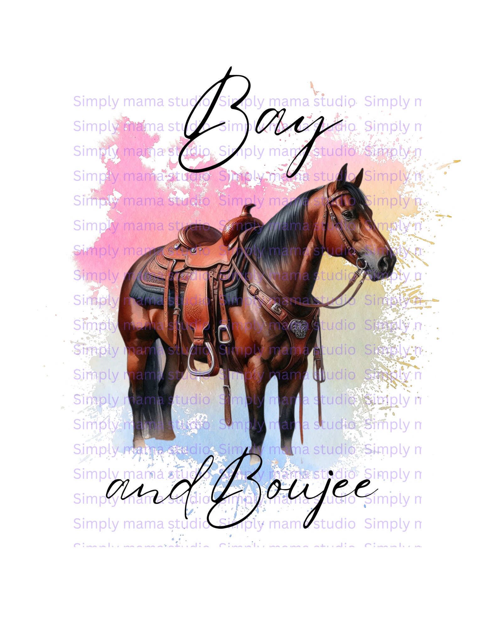 Horse watercolor png, Bay horse lover, horse lover, fun horse tee