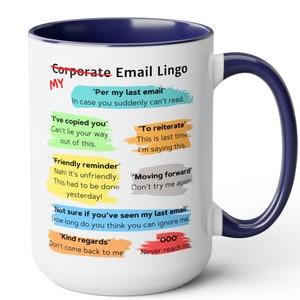 Email Lingo Coffee Mug: Funny Office Humor, Coworker Gift