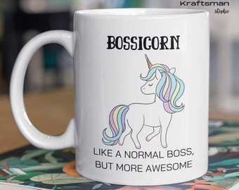 Taza de jefe de unicornio personalizada, taza de café boss personalizada, regalo divertido de bossicorn, regalo de Navidad, regalo de Secret Santa