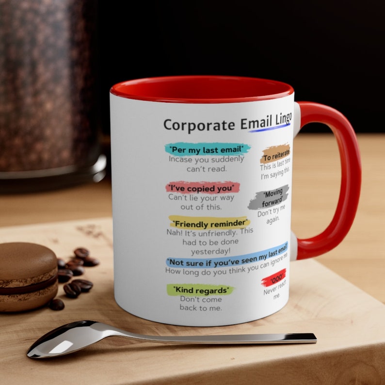 Corporate Email Lingo Mug, as per My Last Email, Unique Office Humor