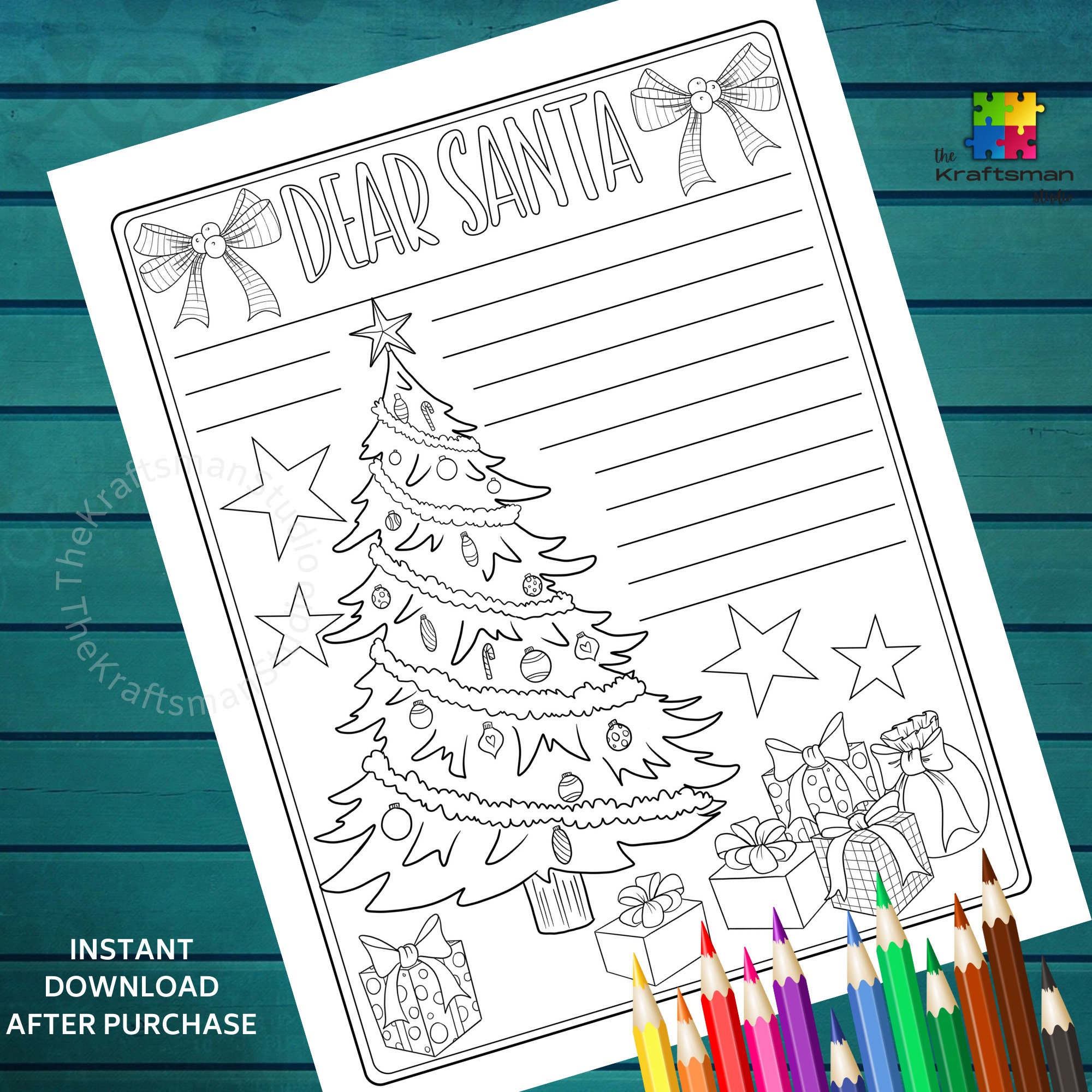 Letter to Santa Coloring Page, Printable Dear Santa Letter, Christmas ...