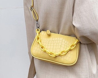 yellow chain bag