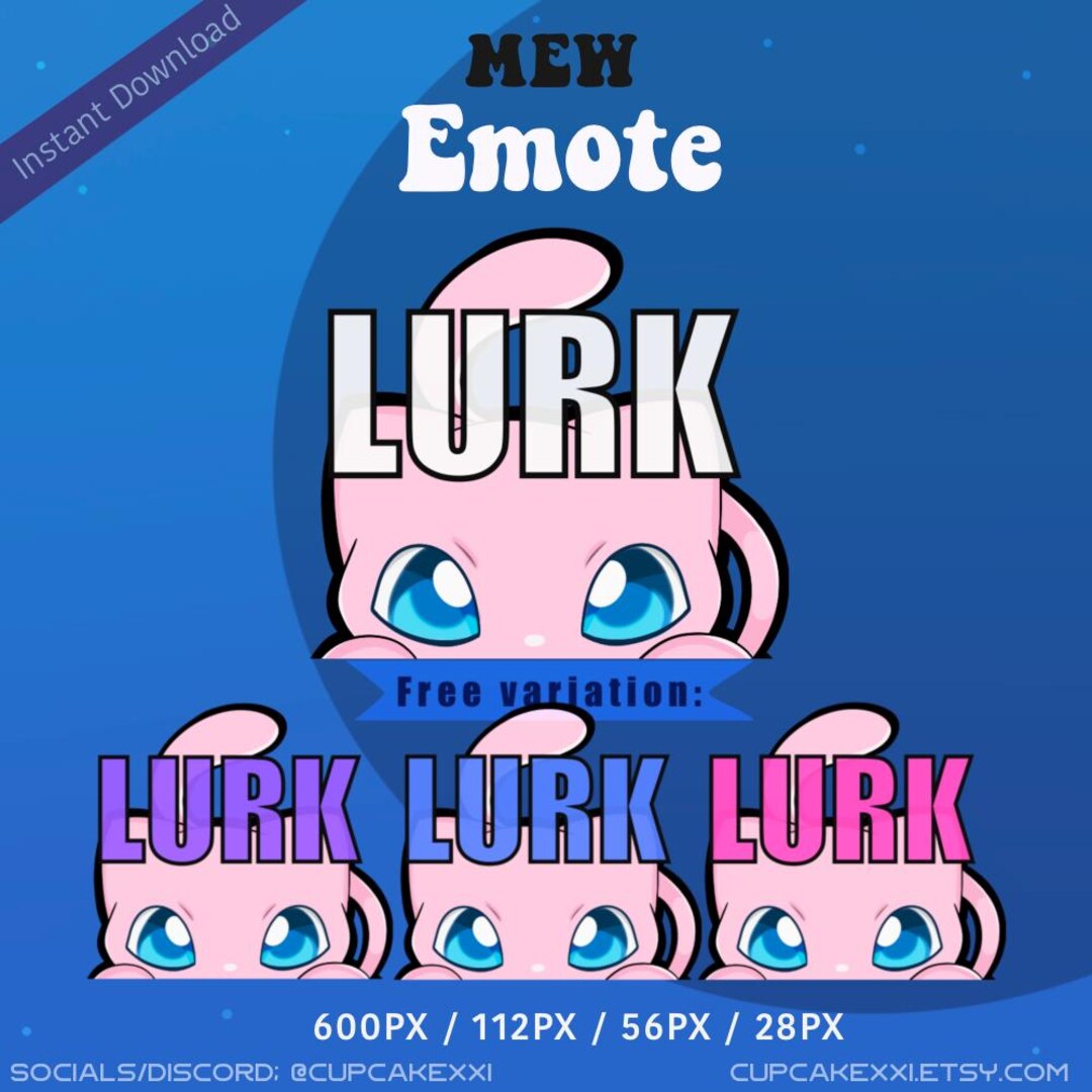 Mew Lurk Emote | Variation Included | Instant Download | Twitch ...