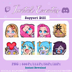 Support Diff 8 pack emotes | 2 Free emotes | League of Legends | Twitch Emotes