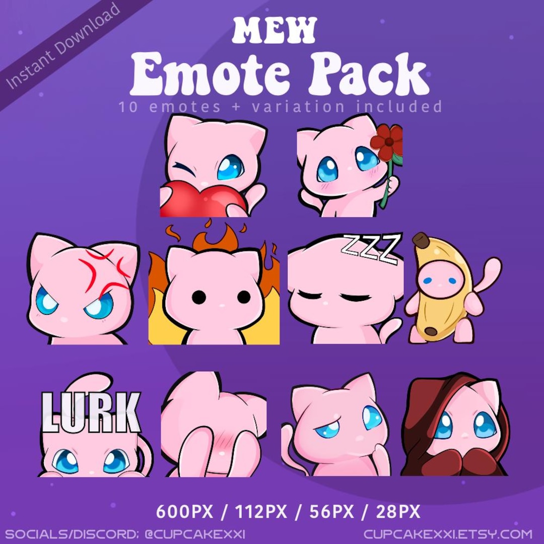 10 Mew Emote Pack | Free Badge | Animated and Variations Included ...