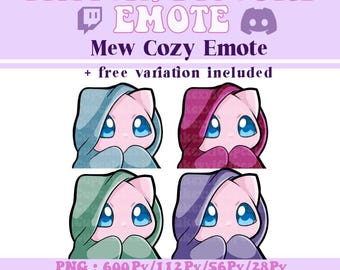 Mew Cozy Emote | 4 slight variation included | Instant Download | Twitch & Discord Emote