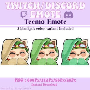 Teemo (Cozy) Emotes | Instant Download | League of Legends emotes | Twitch & Discord