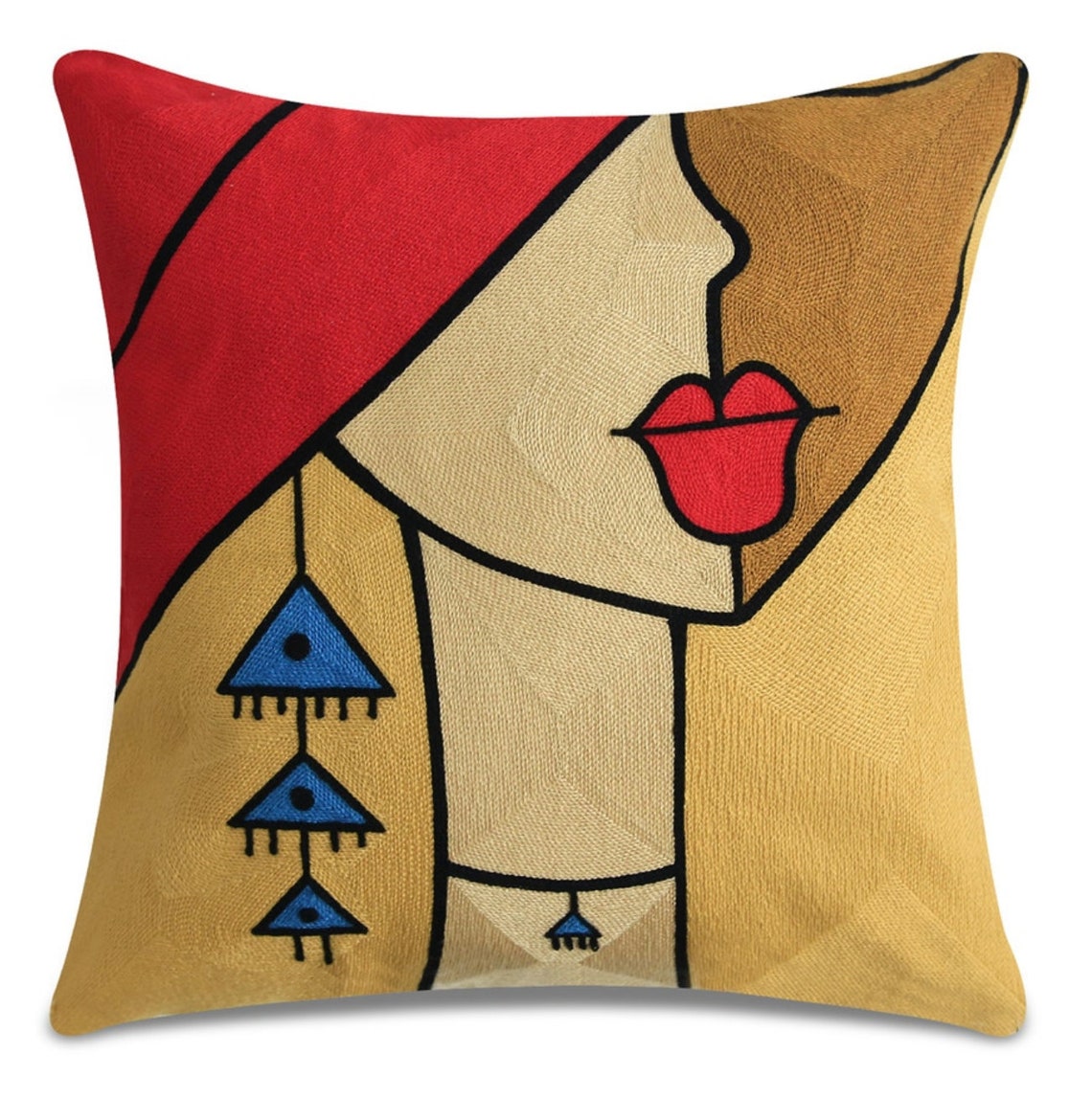 Embroidered Picasso Style Throw Pillow Cover Collection Twin Etsy