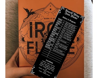 Black Dark ModeFourth Wing Iron Flame Riders Dragons List Book Mark DIGITAL