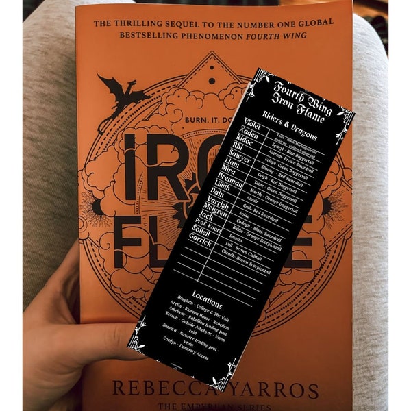 Black Dark ModeFourth Wing Iron Flame Riders Dragons List Book Mark DIGITAL