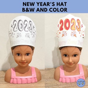 New Year Eve Printable Hat- Kids New Years 2022 paper crown