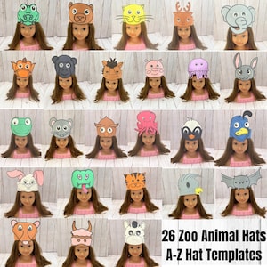 Zoo Animal paper crown, Zoo Animal paper craft - Safari birthday hats