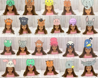 Zoo Animal paper crown, Zoo Animal paper craft - Safari birthday hats