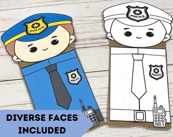 Police craft puppet Community helpers paper craft