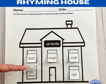 Word Family House- Rhyming words worksheets