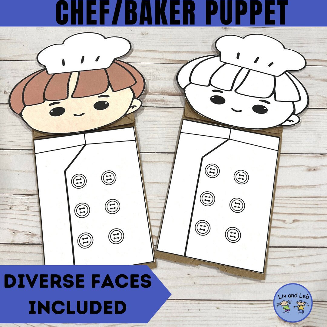 Chef Community Helpers Craft Chef Hand Puppet Kids Craft Etsy