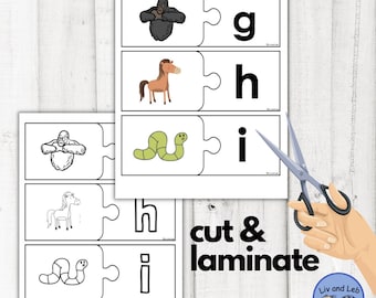 Alphabet Puzzles- preschool phonics activity- kindergarten alphabet puzzle worksheets