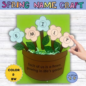 Lavoretto con il nome del fiore primaverile per la scuola materna / Bacheca di primavera di marzo