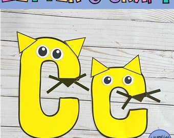 Manualidad de gato con la letra C: Fonética del alfabeto (Descarga digital)