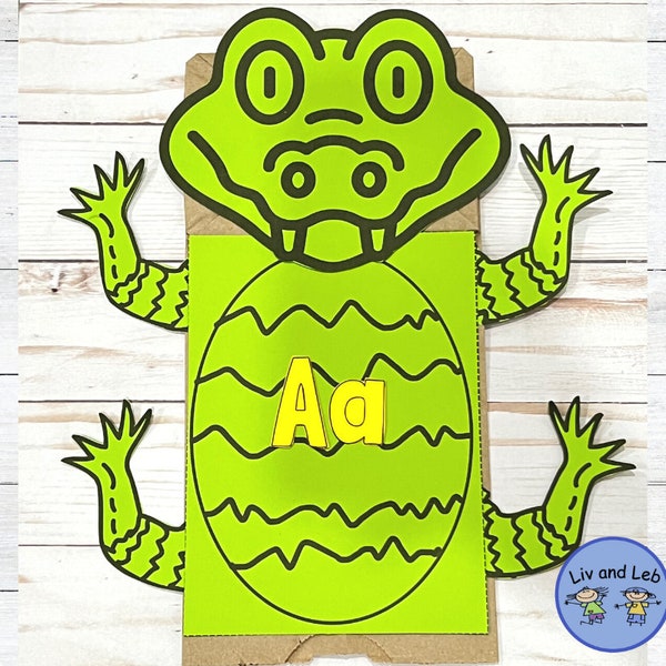 Alligator Craft- Alligator Paperbag Puppet