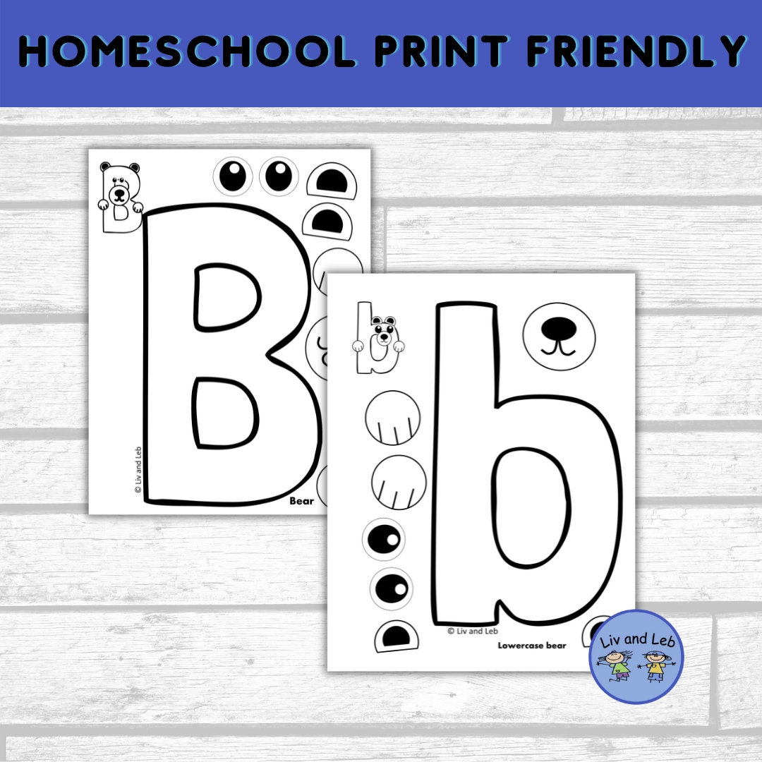 letter-b-alphabet-craft-printable-alphabet-template-bear-etsy-canada