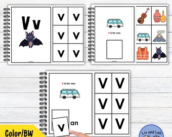 Interactive Alphabet Book for Beginning Sounds – Adapted ABC Book-Letter V