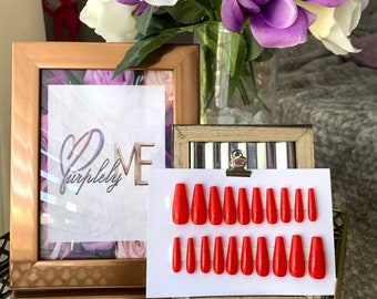 So Rouge Red Press On Nails | Fake Nails | Glue On Nails | 20 pc Set