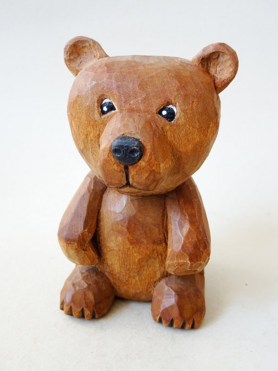 Wood Carving - Hand Carved Bear Figurine - Etsy