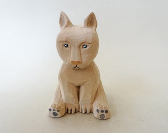 Wood Carving - Hand Carved Figurine Of A Cat
