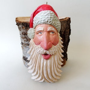 Large Santa Ornament Wood Carving Christmas Ornaments And Decoration image 1