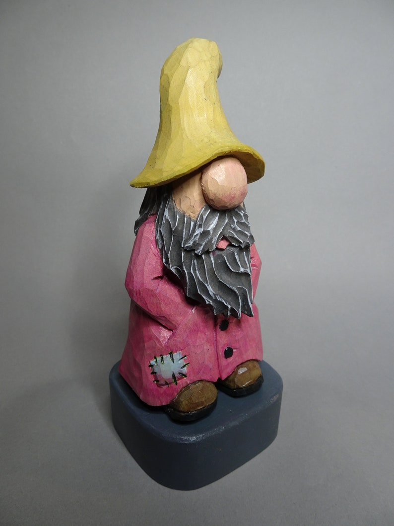 Wood Carving Home Gnome Hand Carved Elf Wood Carving Caricature Hand Carved Christmas Decor Hand Painted image 10