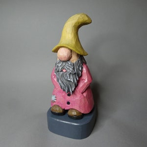 Wood Carving Home Gnome Hand Carved Elf Wood Carving Caricature Hand Carved Christmas Decor Hand Painted image 1