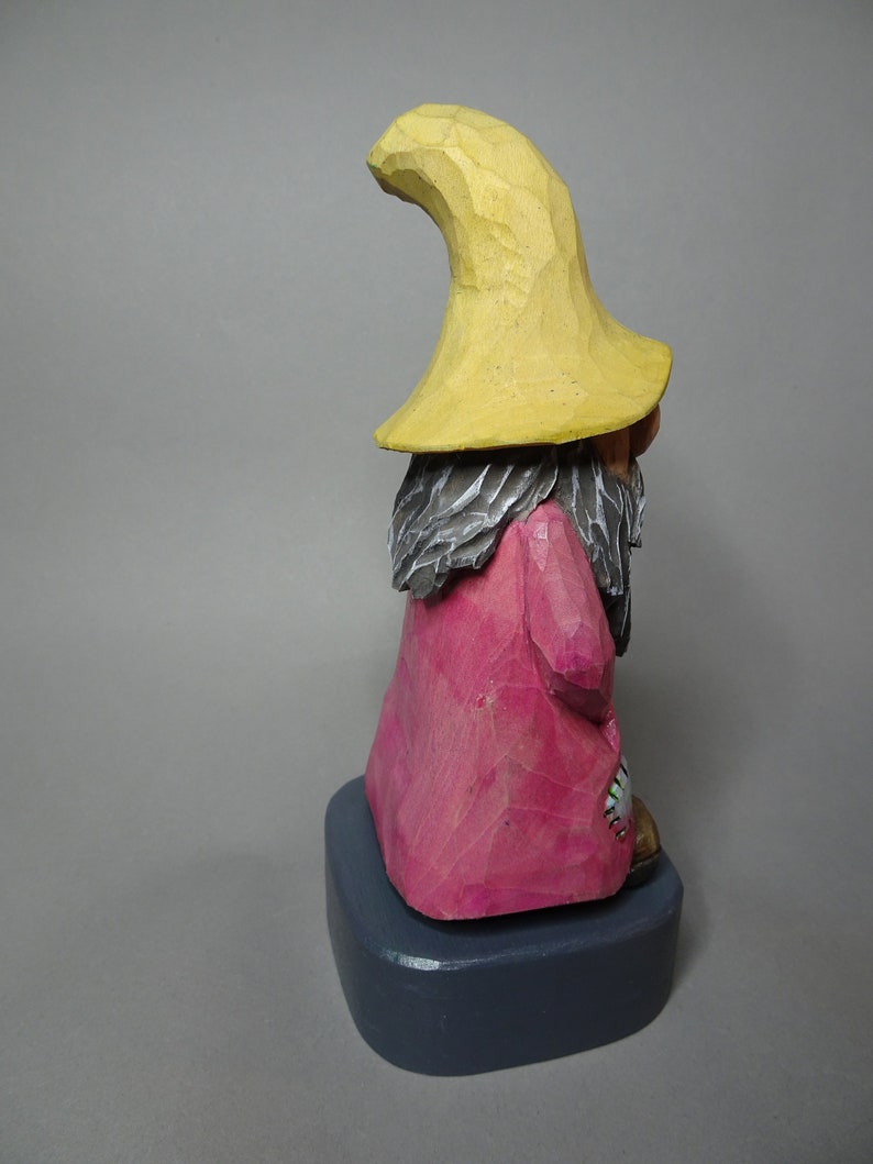 Wood Carving Home Gnome Hand Carved Elf Wood Carving Caricature Hand Carved Christmas Decor Hand Painted image 8