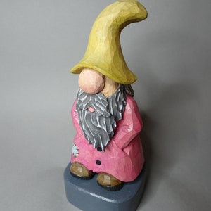 Wood Carving Home Gnome Hand Carved Elf Wood Carving Caricature Hand Carved Christmas Decor Hand Painted image 3