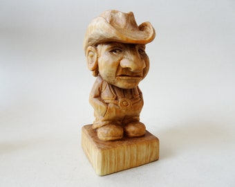 Wood Carving - The Little Angry Cowboy - Western Art - Wooden Figures - Hand Carved