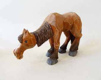 Wood Carving - The Retired Rocinante - Hand Carved Wooden Horse Figure - Mare Figure - Wooden Horse