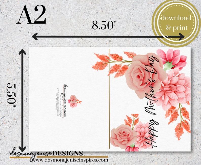 Printable Mother's Day Card, Instant Download, Blank Card Print at Home ...