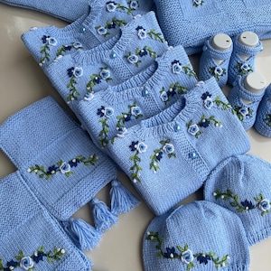 Gestrickte Babykleidung Set, perfektes Baby Geschenk handgestrickte Babykleidung und Decke Set, Neugeborenen Baby Set, Baby Heimkehr Set.