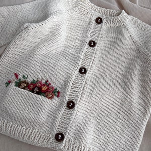 FERN HAND EMB. ORGANIC CARDIGAN 3-7 YRS