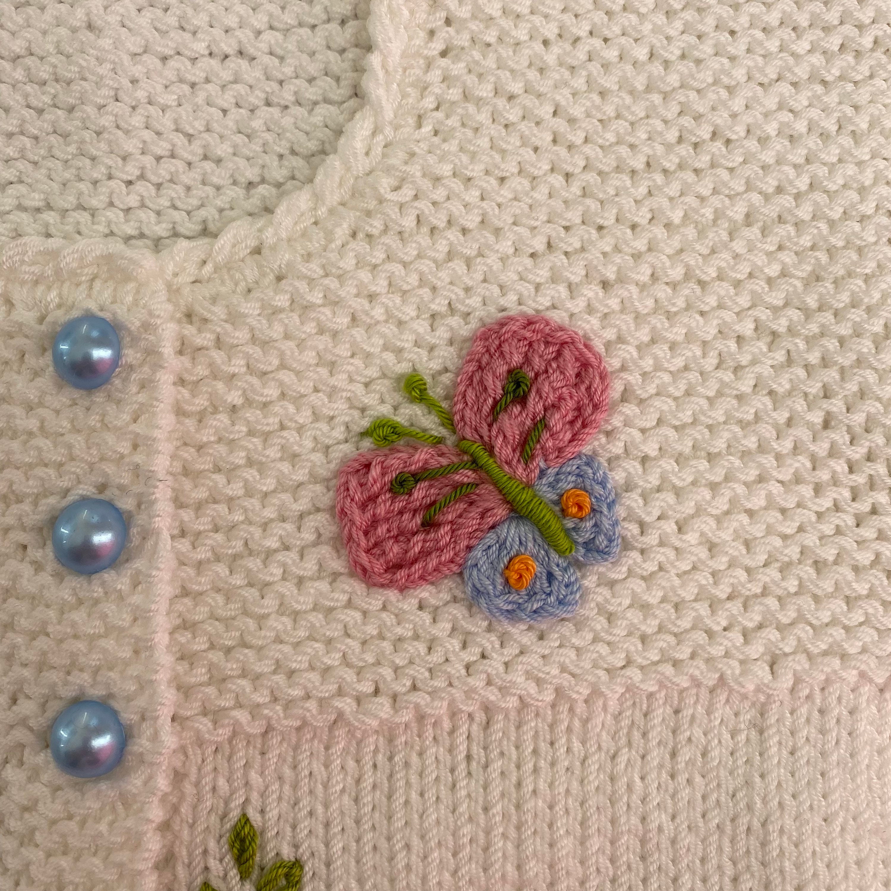 Autumn Arrival Baby Girls Comfortable Butterfly-bow and Heart Pattern Knitted Long Sleeves Cardigan main image 0