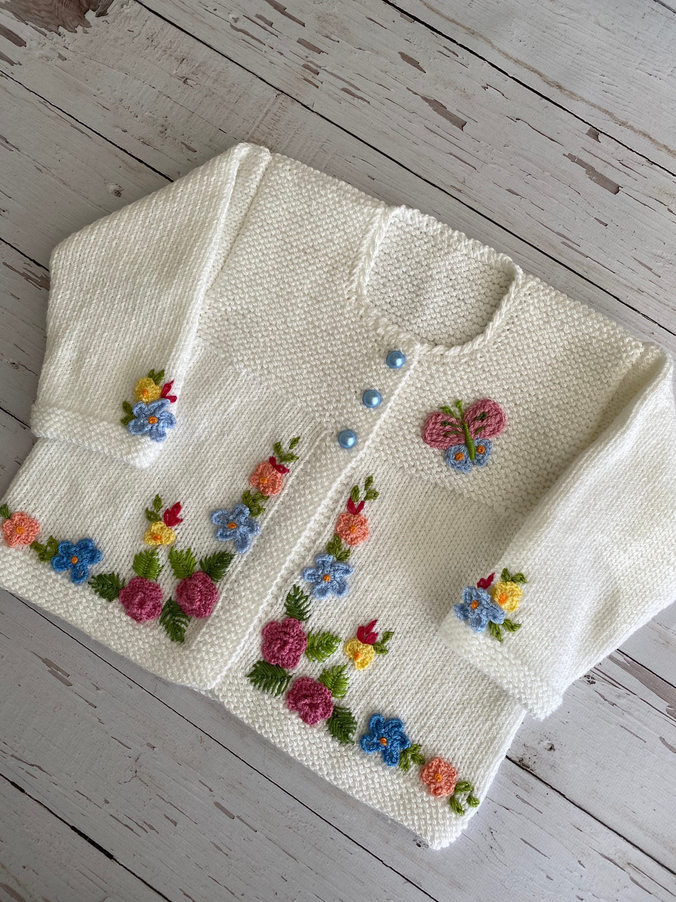 Babyhug Knitted Full Sleeves Baby Sweater Set with Floral Design - Lavender main image 0