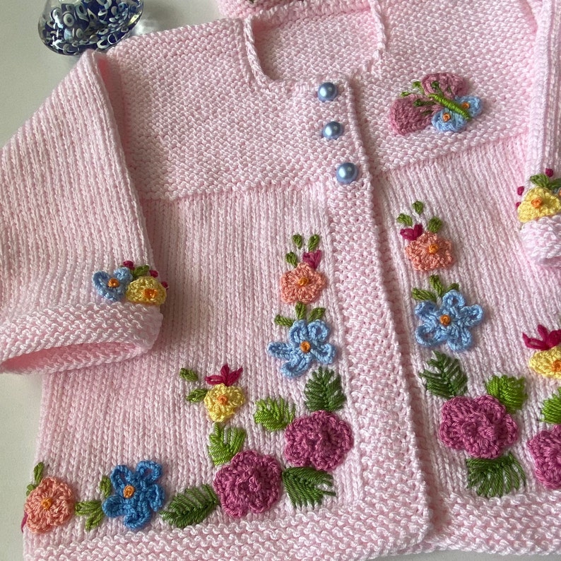 Baby Hand Embroidered Flower Knit Sweater