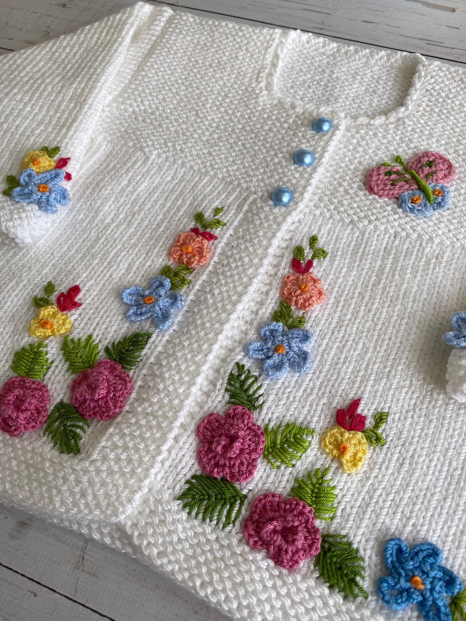 Babyhug Knitted Full Sleeves Baby Sweater Set with Floral Design - Lavender