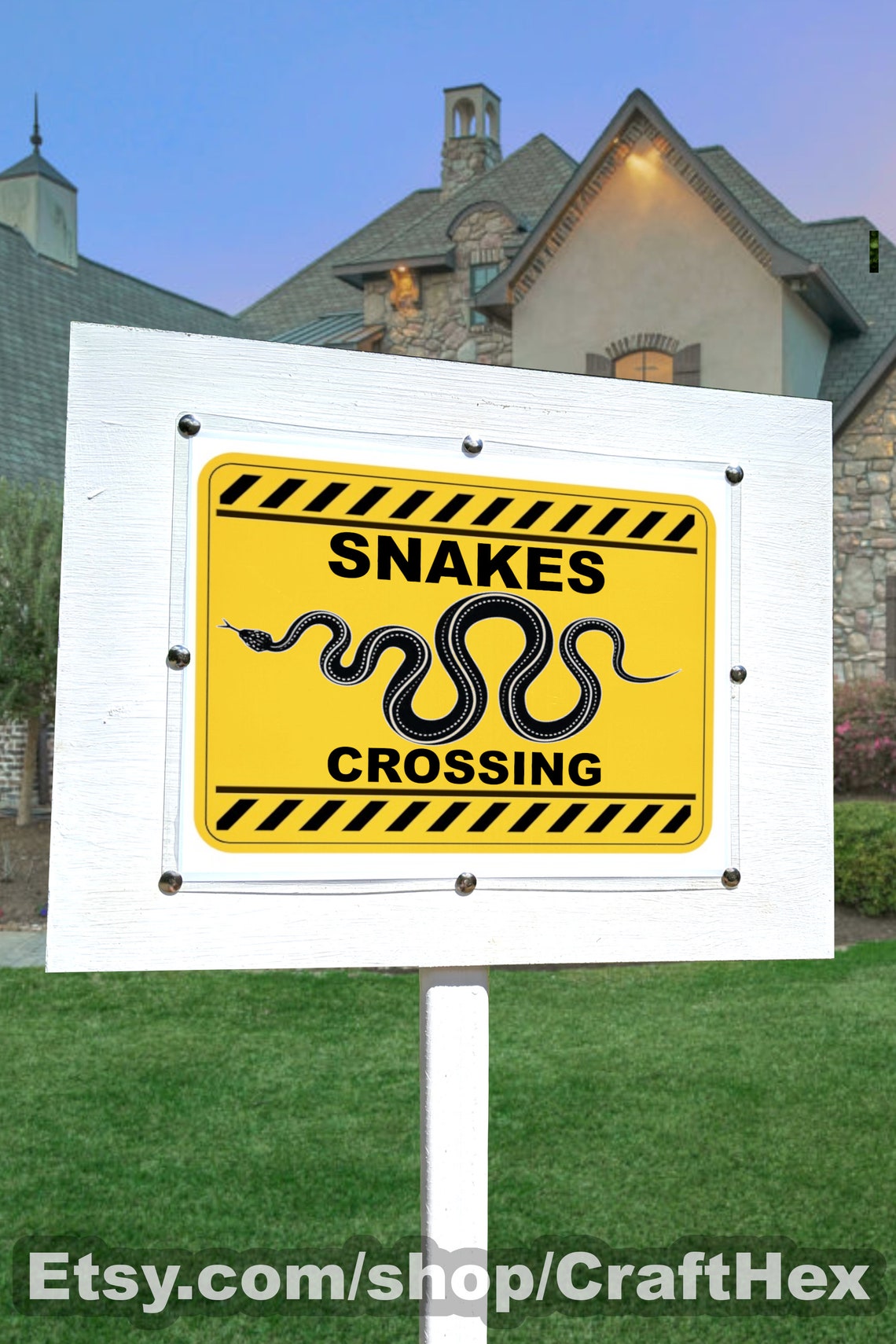 Snake Sign 16 by 12 With Stake Warning Snakes Etsy